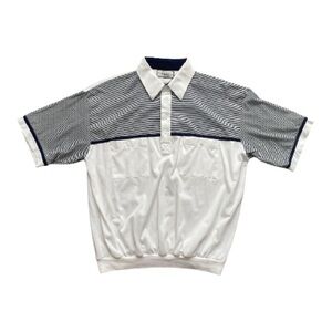 Classics by Palmland Polo, White w/ Blue Stripes, Size Large
